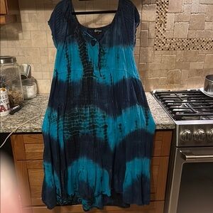 Papa medium Blue and Black Tie-Dye Dress